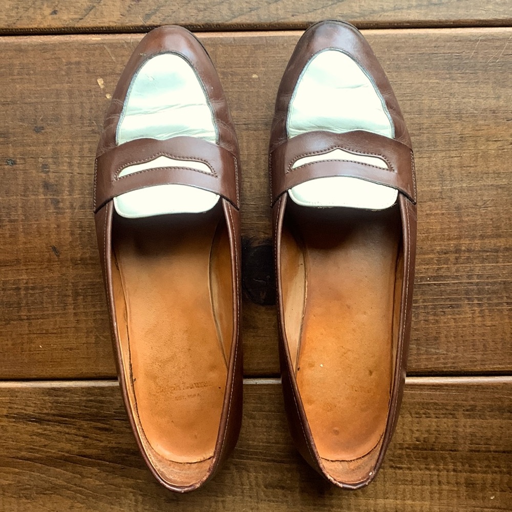 Ralph Lauren vintage spectator leather flats.
